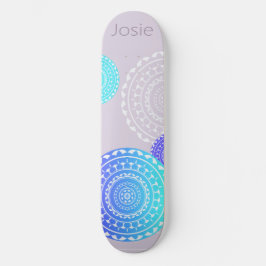 Vibrannt Aqua Blue Random Mandala auf rosa Namen h Skateboard