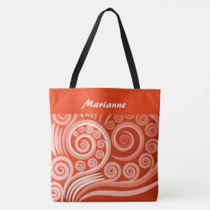 Vibrannt Carmine Red Curls koru Ihr Name Tasche