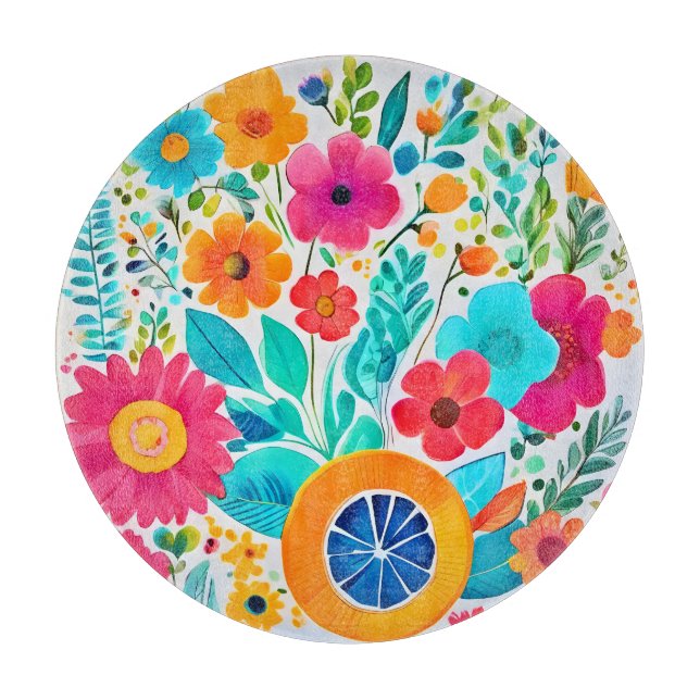 Vibrannt floral Fiesta Schneidebrett (Vorderseite)