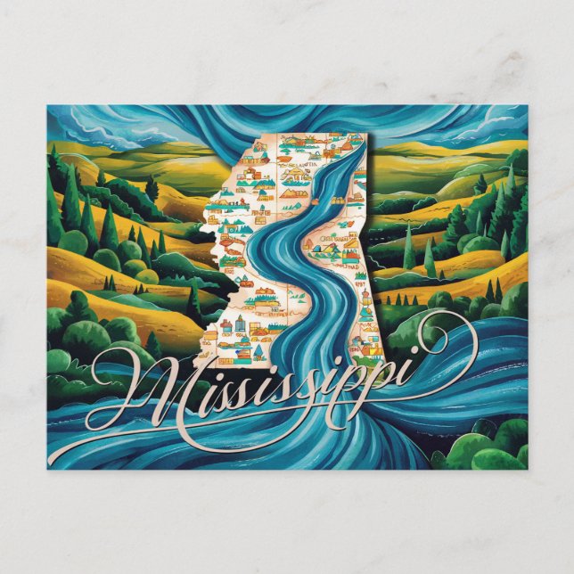 Vibrannt Mississippi Karte (Vorderseite)
