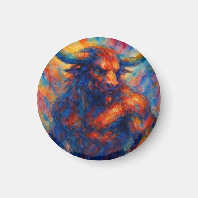 Vibrannt Watercolor Minotaur Magnet (Vorne)