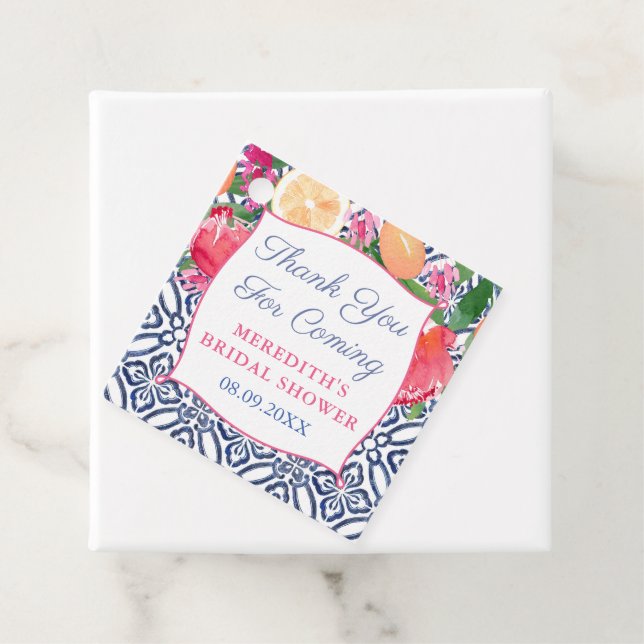 Vibrannte Aquarell Floral Citrus Tiles Vielen Dank Geschenkanhänger (Beispiel)