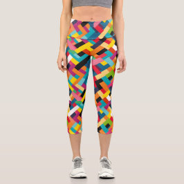 Vibrannte Farben Basketweave Muster Capri Leggings