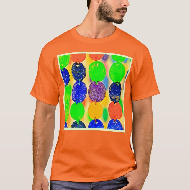 Vibranntes Bead String Design T-Shirt (Vorderseite)