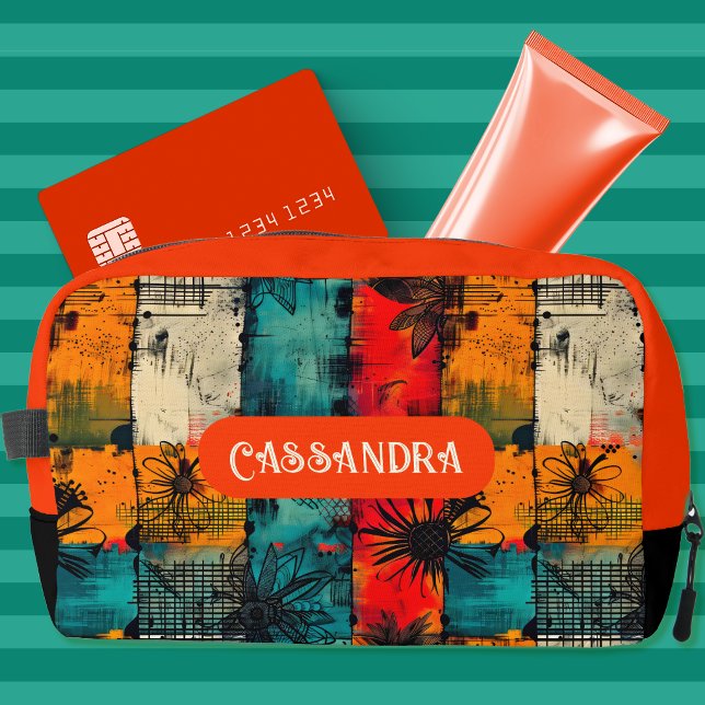 Vibranntes Blumengrunge Multicolor Kosmetiktasche Waschbeutel (Von Creator hochgeladen)