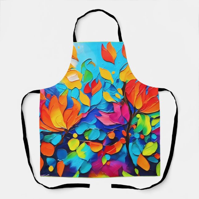 Vibranntes Blumenmotiv Schürze (Vorderseite)