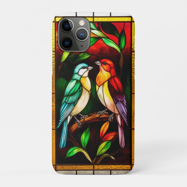 Vibranntes Glas mit farbigen Vögeln Case-Mate iPhone Hülle (Rückseite)