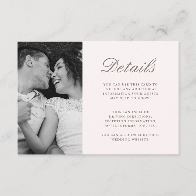 Vibranntes rosa Foto für die Details der Hochzeit Begleitkarte (Vorderseite)