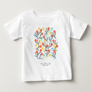Vibranntes Tulip Muster Blumendesign auf Weiß Baby T-shirt