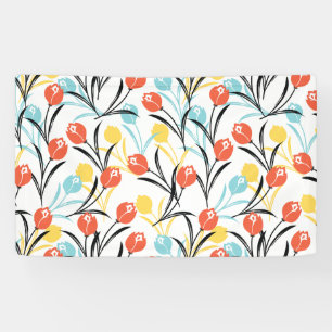 Vibranntes Tulip Muster Blumendesign auf Weiß Banner