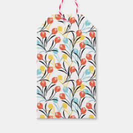 Vibranntes Tulip Muster Blumendesign auf Weiß Geschenkanhänger