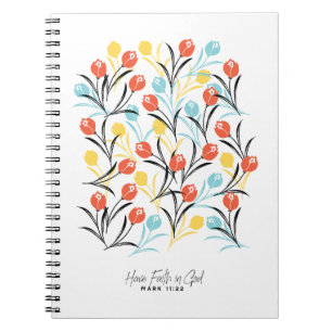 Vibranntes Tulip Muster Blumendesign auf Weiß Notizblock