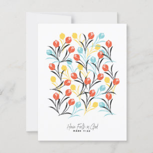 Vibranntes Tulip Muster Blumendesign auf Weiß Postkarte