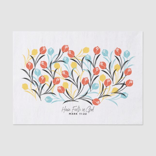 Vibranntes Tulip Muster Blumendesign auf Weiß Seidenpapier (Vorderseite)