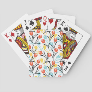 Vibranntes Tulip Muster Blumendesign auf Weiß Spielkarten