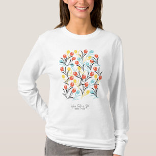 Vibranntes Tulip Muster Blumendesign auf Weiß T-Shirt