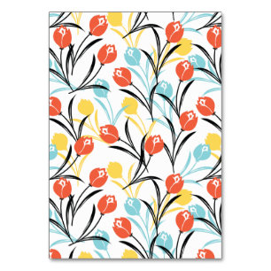 Vibranntes Tulip Muster Blumendesign auf Weiß Tischnummer