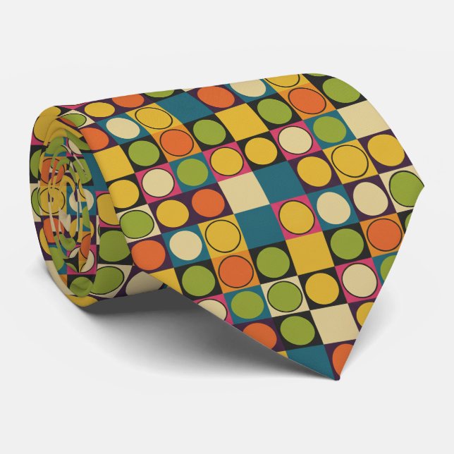 Vibrant 70s Geometric Krawatte (Gerollt)