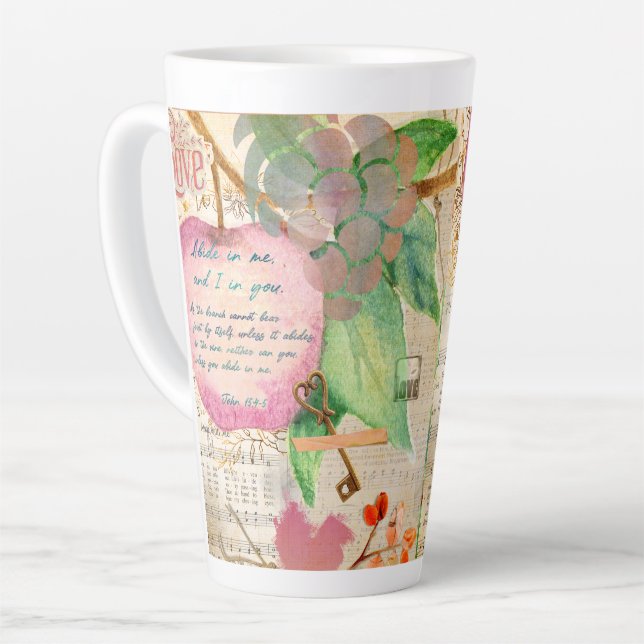 Vibrant Abide in Me Fruitful Faith Art Journal Milchtasse (Linke Ecke)