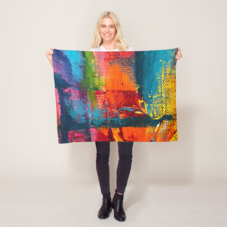 Vibrant Abstract Acrylic Art Throw Blanket  Fleecedecke