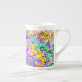Vibrant Abstract Art Mug – Turquoise Yellow Magent Prozellantasse