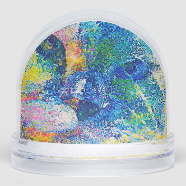 Vibrant Abstract Cat Art Print Schneekugeln (Vorderseite)