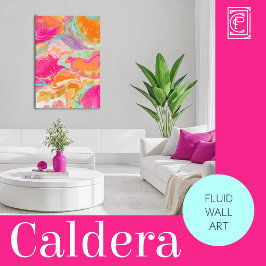 Vibrant Abstract Fluid Art in Hot Pink & Orange  Leinwanddruck