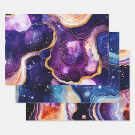 Vibrant Abstract Geode Art with Cosmic Swirl Geschenkpapier Set