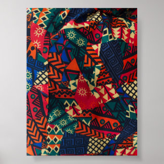 Vibrant African Geometric Tribal Abstract Pattern Poster