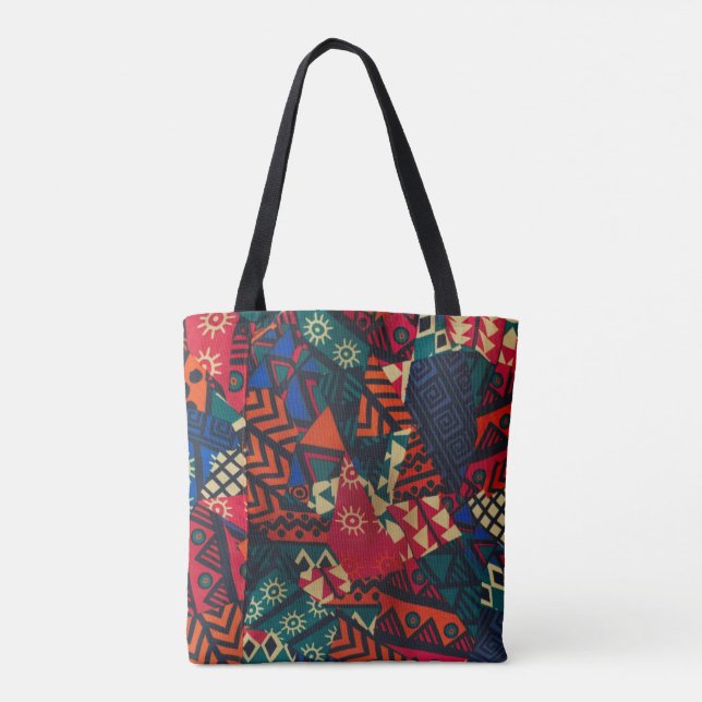 Vibrant African Geometric Tribal Abstract Pattern  Tasche (Rückseite)