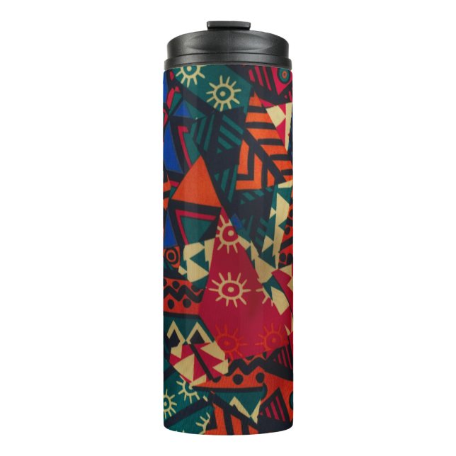 Vibrant African Geometric Tribal Abstract Pattern  Thermosbecher (Vorderseite)