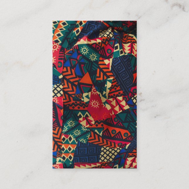 Vibrant African Geometric Tribal Abstract Pattern  Visitenkarte (Vorderseite)
