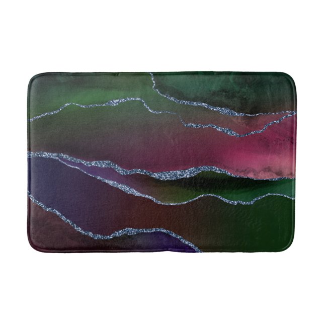 Vibrant Agate | Rich Pink und grüner Jewel Tone Badematte (Vorderseite)