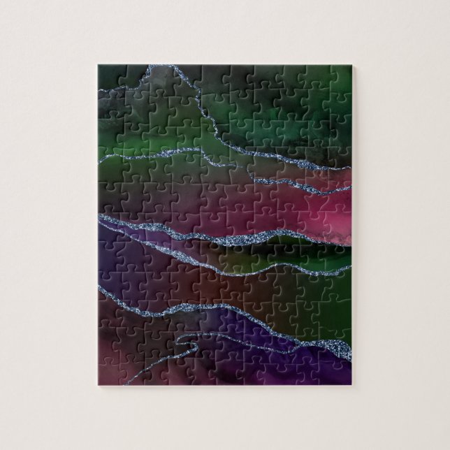Vibrant Agate | Rich rosa und grüne Jewel Tone Can (Vertikal)