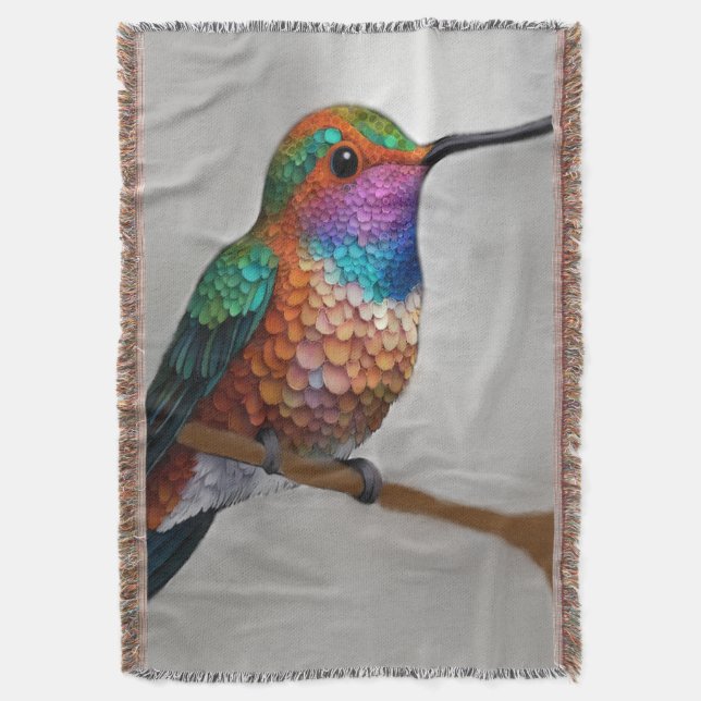 Vibrant Allen’s Hummingbird Painting Decke (Vorderseite Vertikal)
