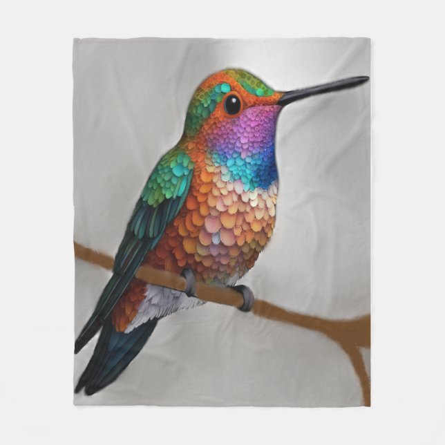 Vibrant Allen’s Hummingbird Painting Fleecedecke (Vorderseite)