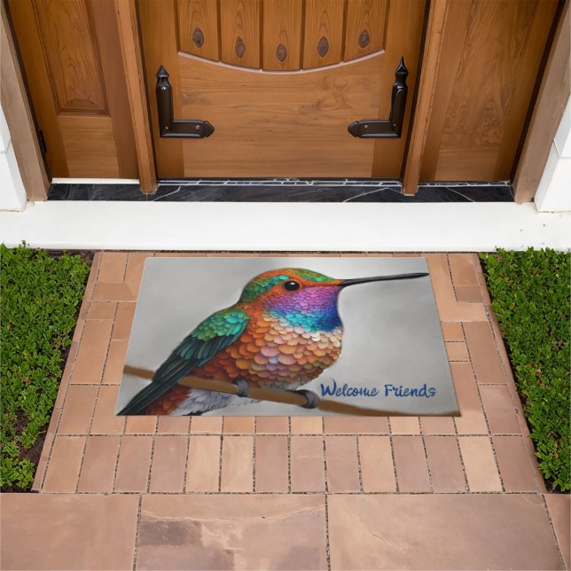 Vibrant Allen’s Hummingbird Painting Fußmatte (Außenbereich)