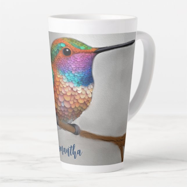 Vibrant Allen’s Hummingbird Painting Milchtasse (Rechte Ecke)