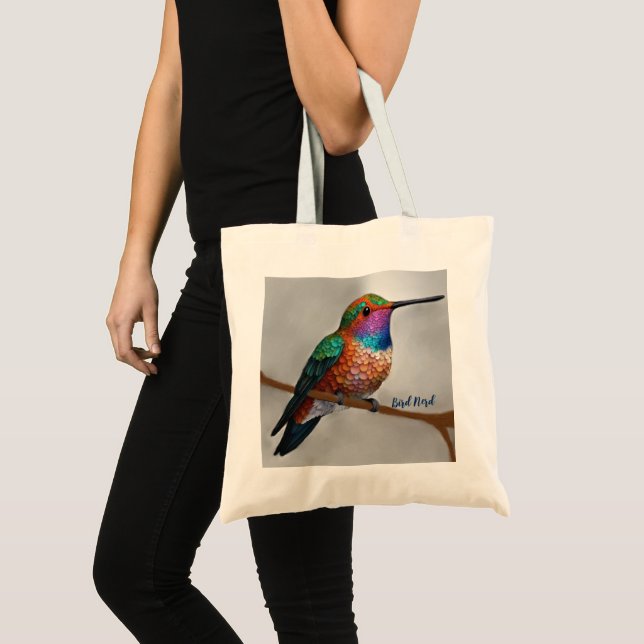 Vibrant Allen’s Hummingbird Painting Tragetasche (Vorderseite (Produkt))