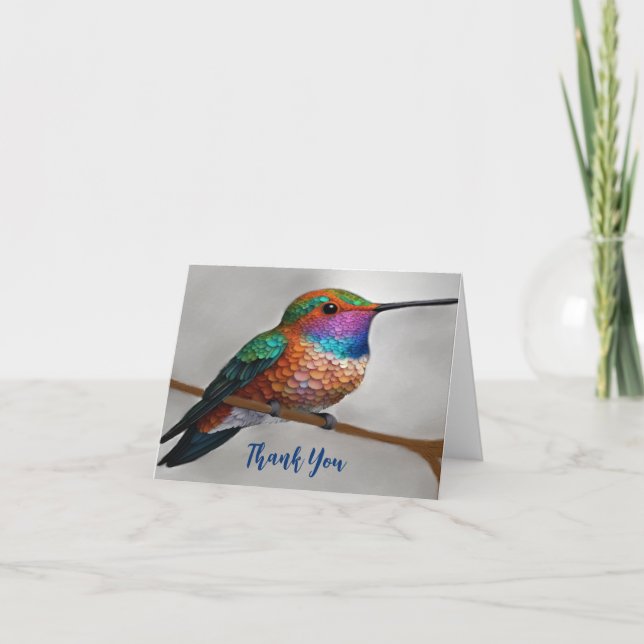 Vibrant Allen's Hummingbird-Malerei Dankeskarte (Vorderseite)