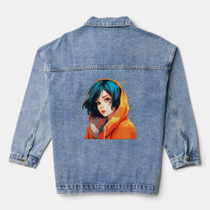 Vibrant Anime Beauty Jeansjacke