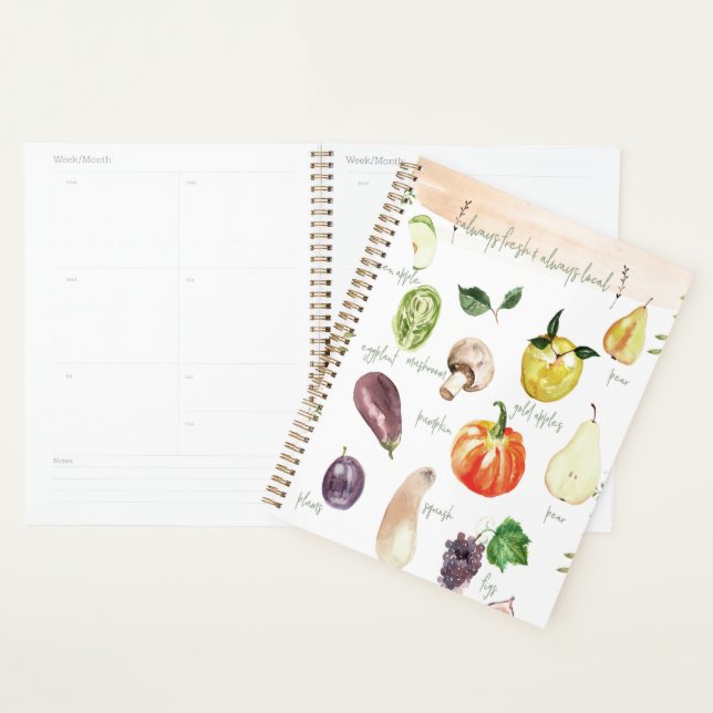 Vibrant Aquarelle Fruits & Légumes Recette (Devant avec enveloppe)