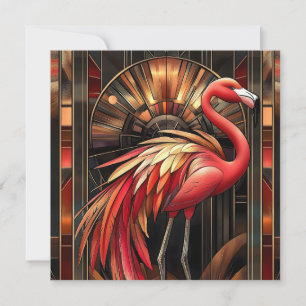 Vibrant Art Deco Flamingo Illustration Feiertagskarte