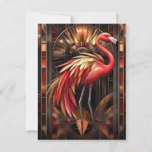 Vibrant Art Deco Flamingo Illustration Postkarte
