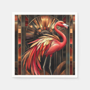 Vibrant Art Deco Flamingo Illustration Serviette