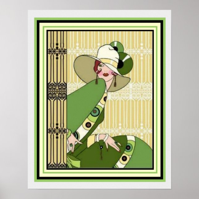 Vibrant Art Deco Mode Ad 16 x 20 Poster (Vorne)