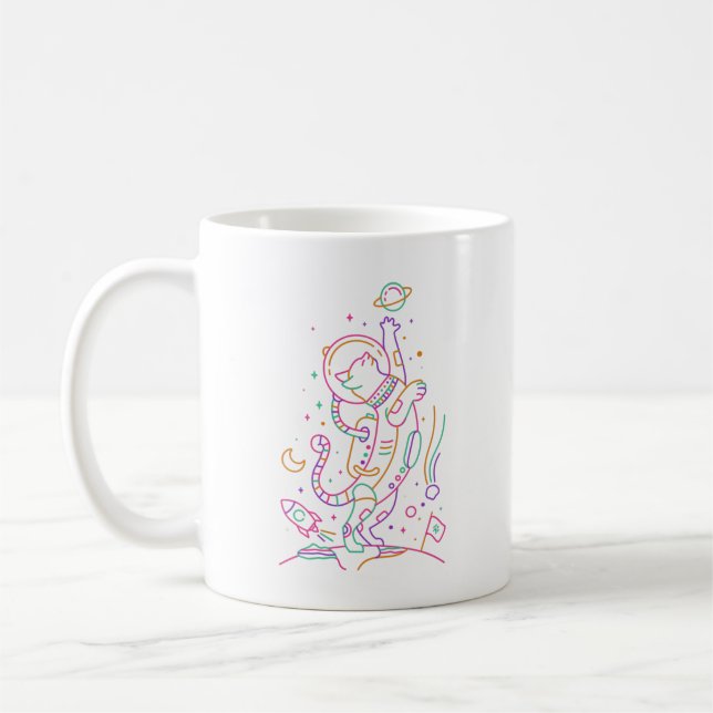 Vibrant Astro Cat Kaffeetasse (Links)