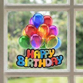 Vibrant Balloon Happy Birthday Window Cloning Fensteraufkleber