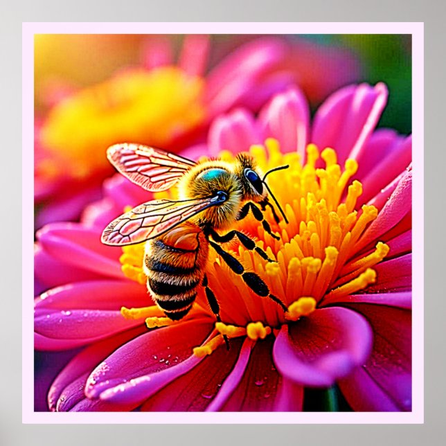 Vibrant Bee on Bloom Design Poster (Vorne)