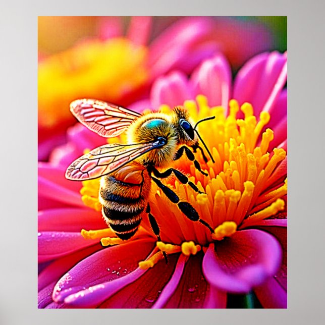 Vibrant Bee on Bloom Design Poster (Vorne)